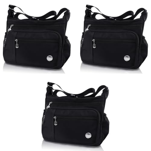PALAY® Women Shoulder Bag Crossbody Nylon Waterproof Multi-pocket Sling with Adjustable Strap Fashion Satchel Handbag Black 3 PCS PALAY® Women Shoulder Bag Crossbody Nylon Waterproof Multi-pocket Sling with Adjustable Strap Fashion Satchel Handbag Black 3 PCS